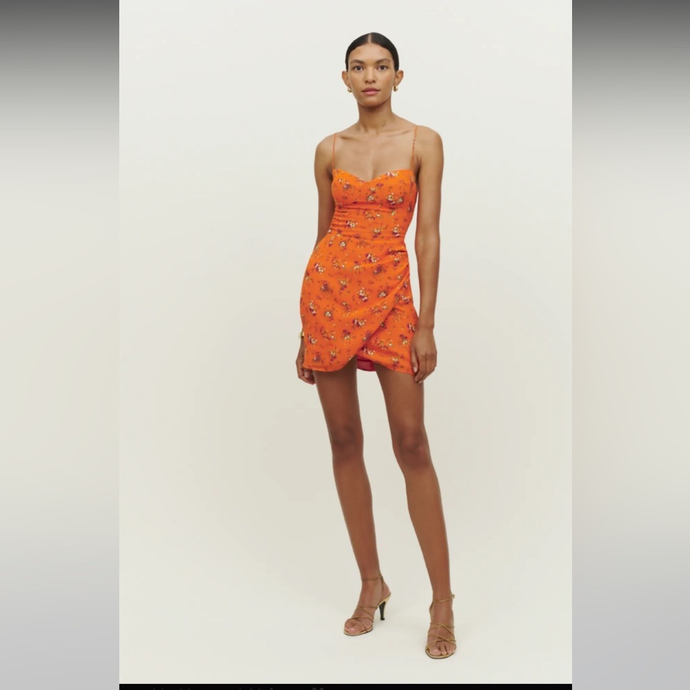 NWT Reformation orange floral ‘saoirse ’ dress size 4
